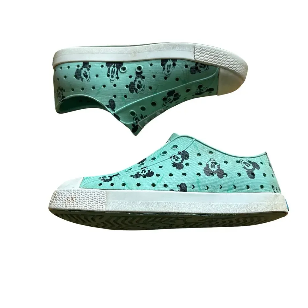 Native x Disney Mickey Mouse Jefferson Slip On Shoes Mint Green Kids